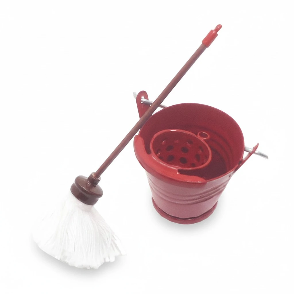 1 Set Mini House Mop Bucket Decor Mini Cleaning Tools Miniature Decoration