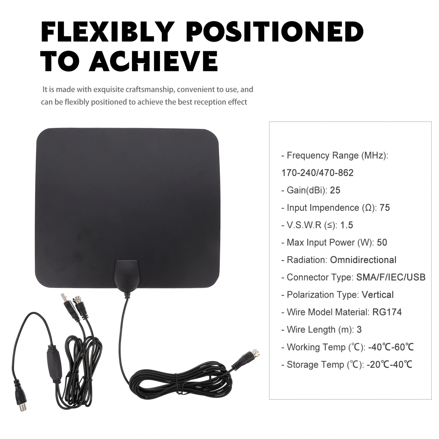 TV Antenna Amplified Receiver Terrestrial Long Range TV Signal Receiving Antenna