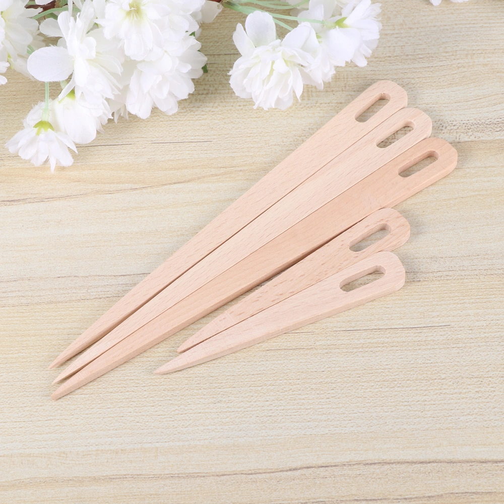 5pcs Wood Weaving Crochet Needle Wood Hand Loom Stick Tapestry Making DIY Crafts Tools (3 Big One, 2 Small One)