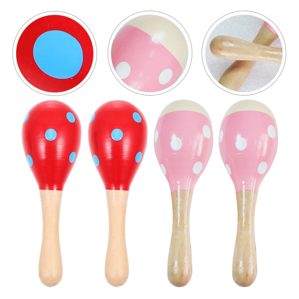 4pcs Children Percussion Playthings Wooden Maracas Toys Aural Training Instruments