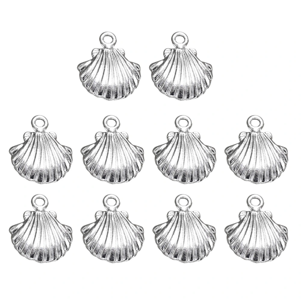 20pcs Alloy Seashell Shape Pendant Charms DIY Jewelry Making Accessory for Necklace Bracelet (Bright Silver)