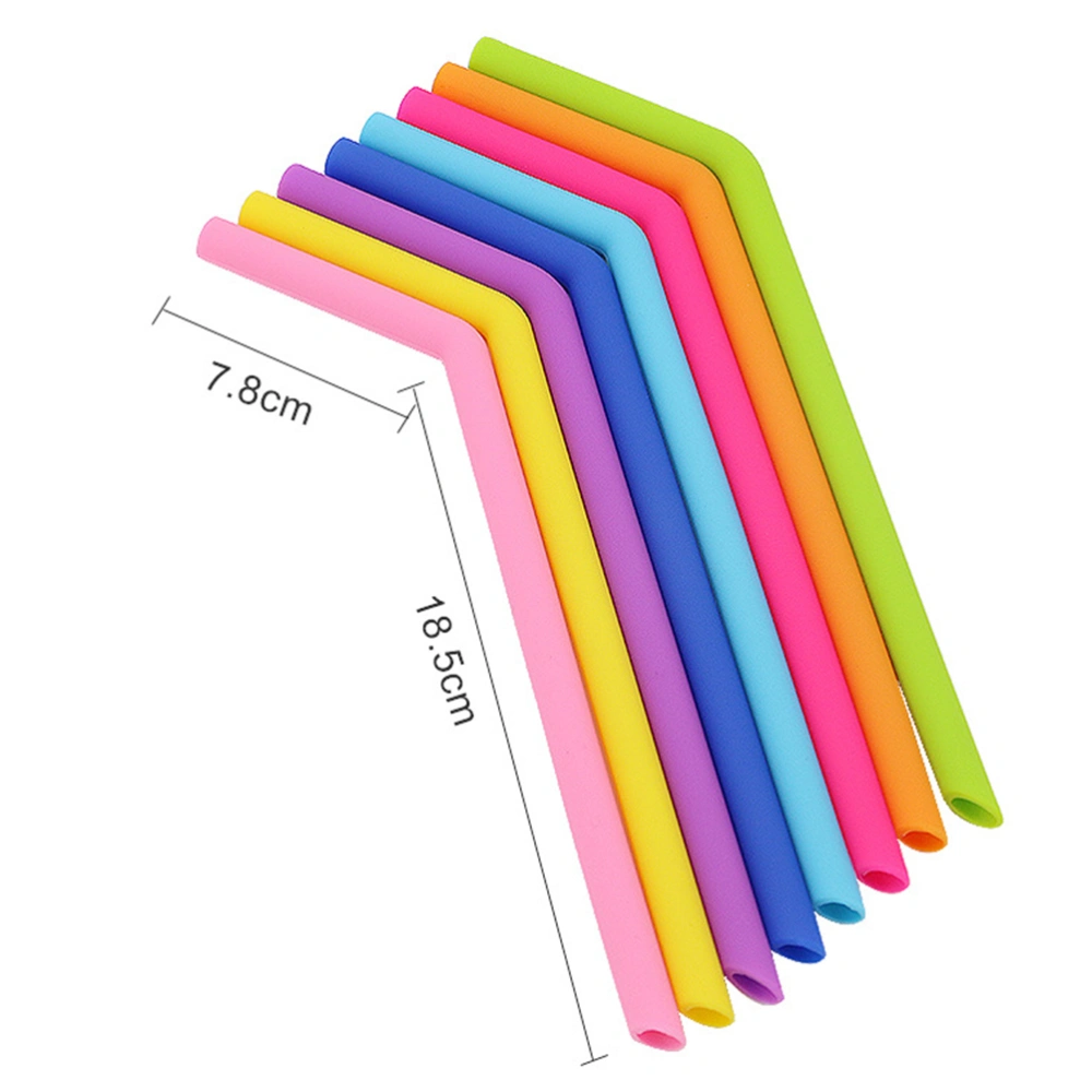 7pcs Colorful Silicone Drinking Straws Reusable Curved Straws Set with Cleaning Brush