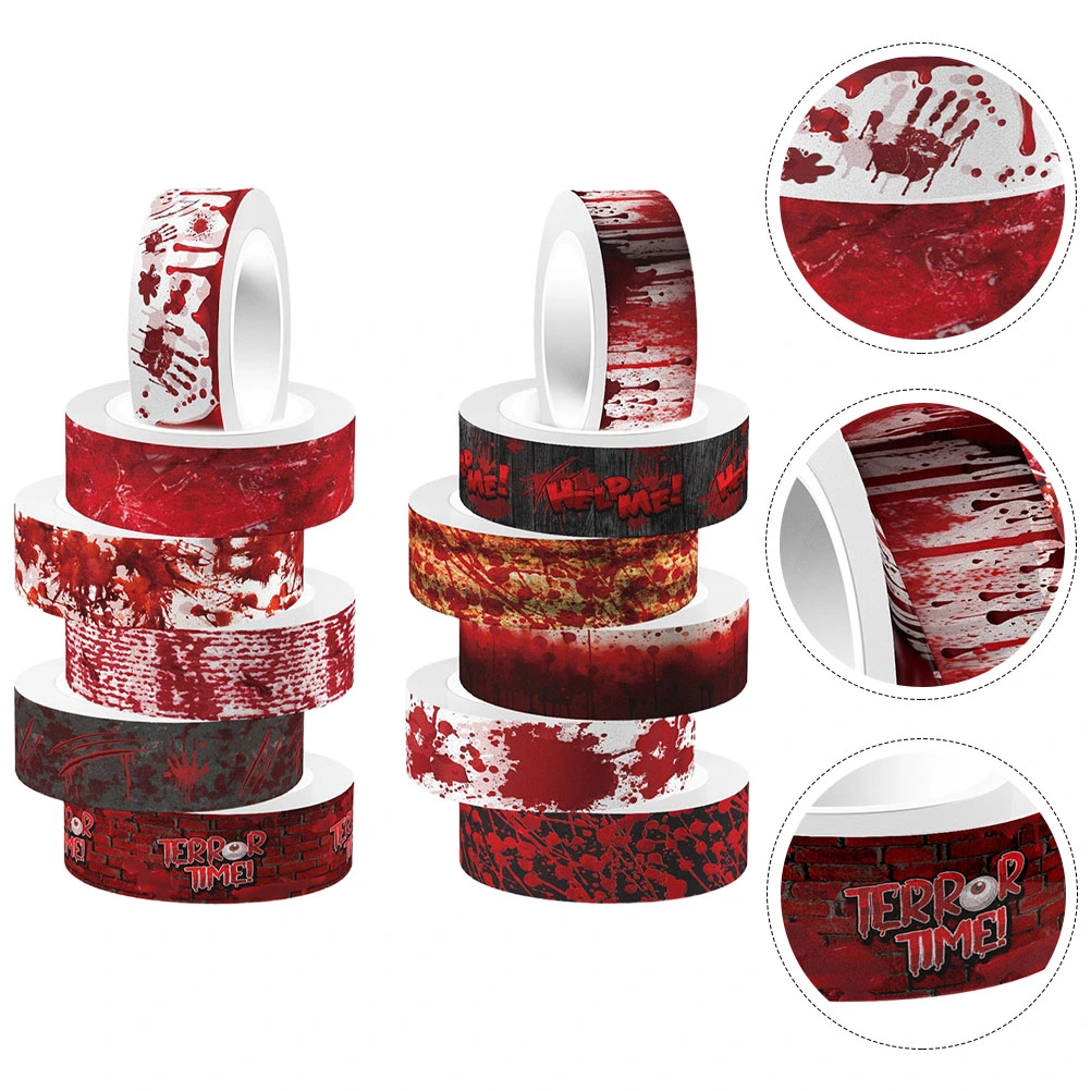 12 Rolls of Halloween Washi Tapes Bloody Printing Tapes Halloween DIY Tapes Scrapbooking Tapes