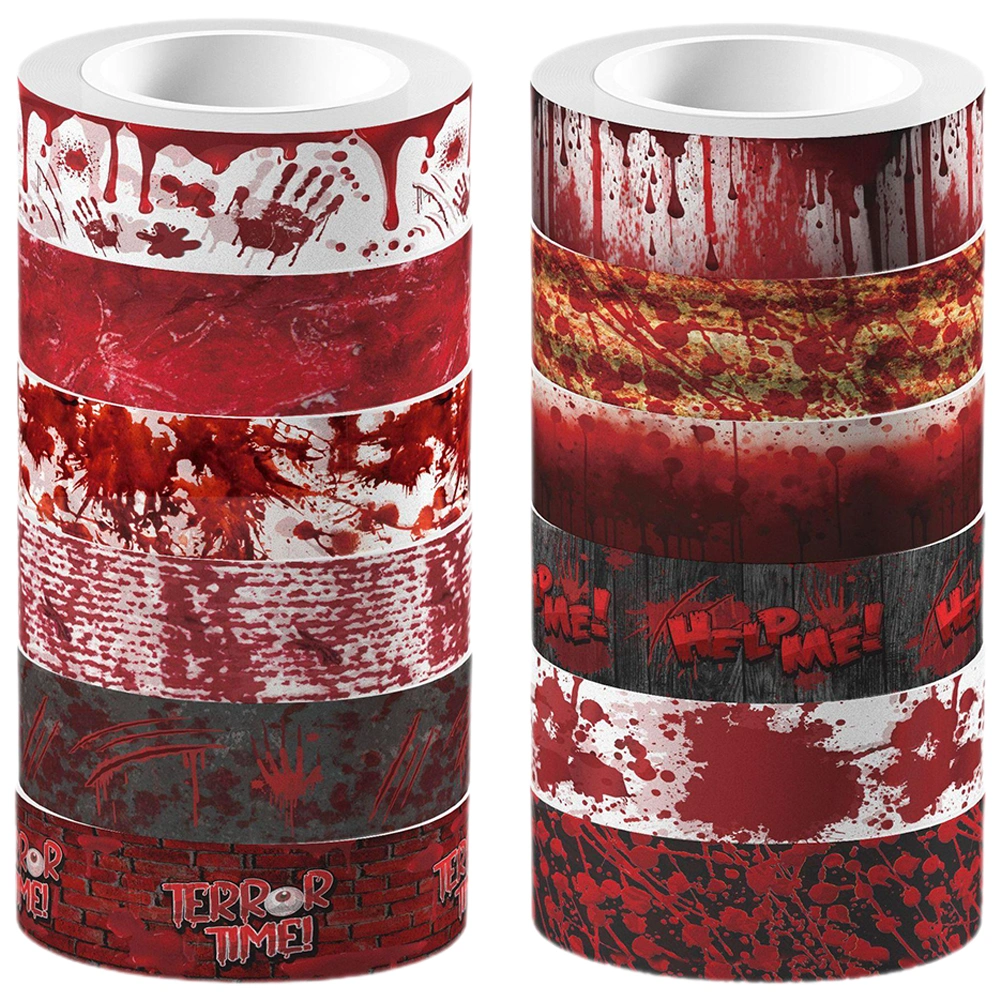 12 Rolls of Halloween Washi Tapes Bloody Printing Tapes Halloween DIY Tapes Scrapbooking Tapes