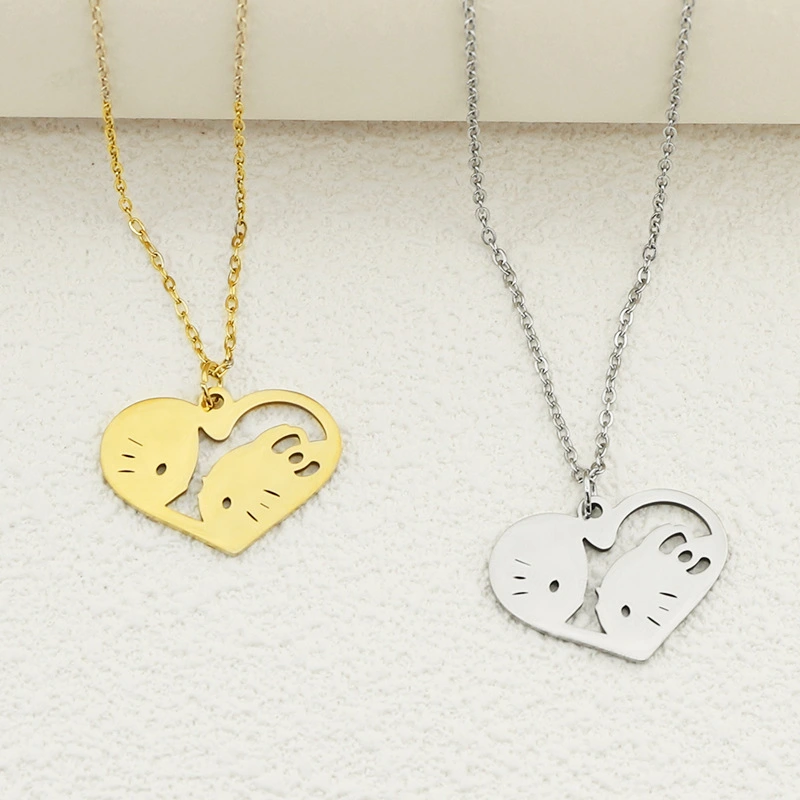 Cute Hollow Cat Pendant Necklace