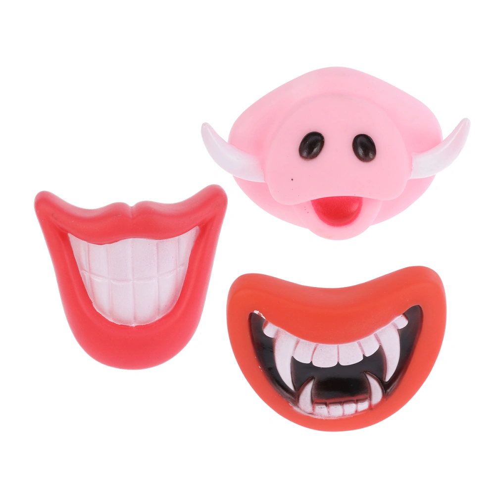 3 Pcs Puppy Toy Chew Toys Silicone Pink Pig Face Fangs Red Fangs Red Lip Toys Halloween Cosplay Party Favors