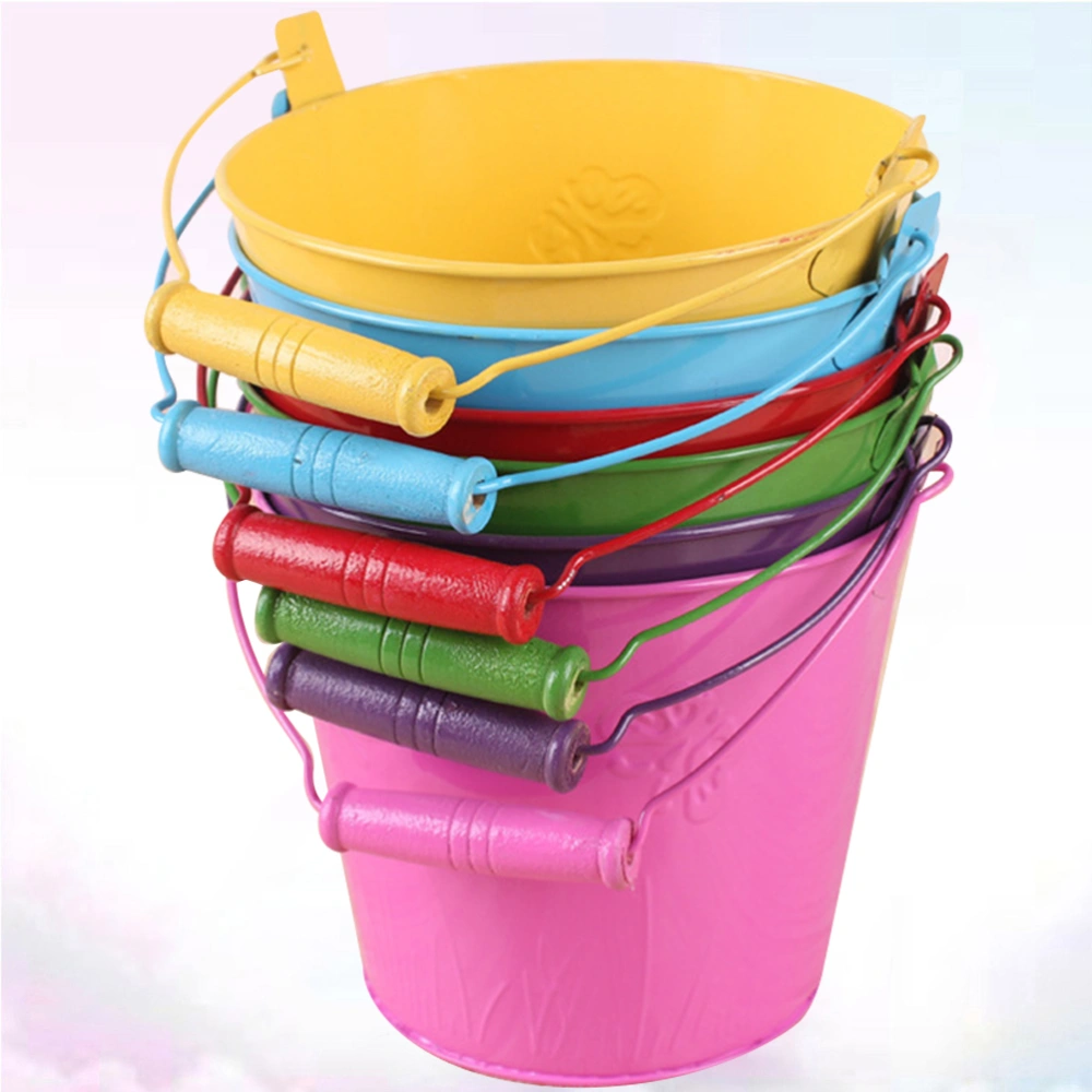 6pcs Beach Toys Iron Play Sand Bucket Funny Beach Toy Water Bucket Playthings Kindergarten Bucket Toy for Toddlers Kid Children (Random Color)