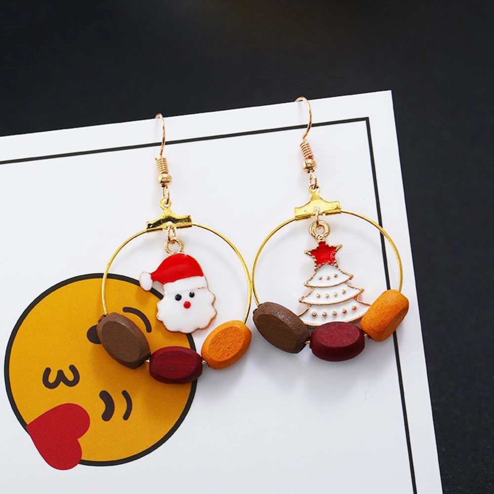 1 Pair Creative Santa Earrings Fashionable Lovely Christmas Ear Stud Asymmetric Earrings for Woman Girl Lady