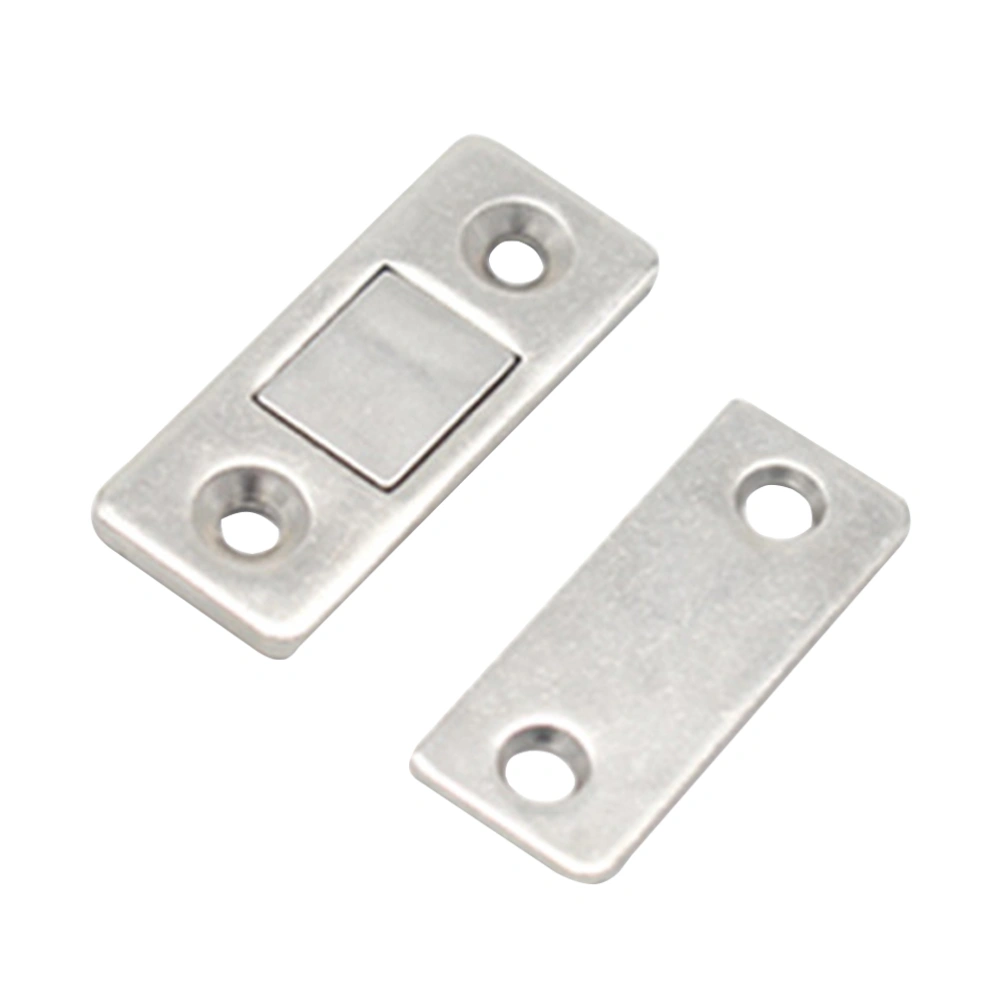 2pcs Cabinet Door Strong Magnetic Stainless Steel Cabinet Door Magnetic Suction Closet Magnet Door Suction Buckles with 8 Screws (Silver)