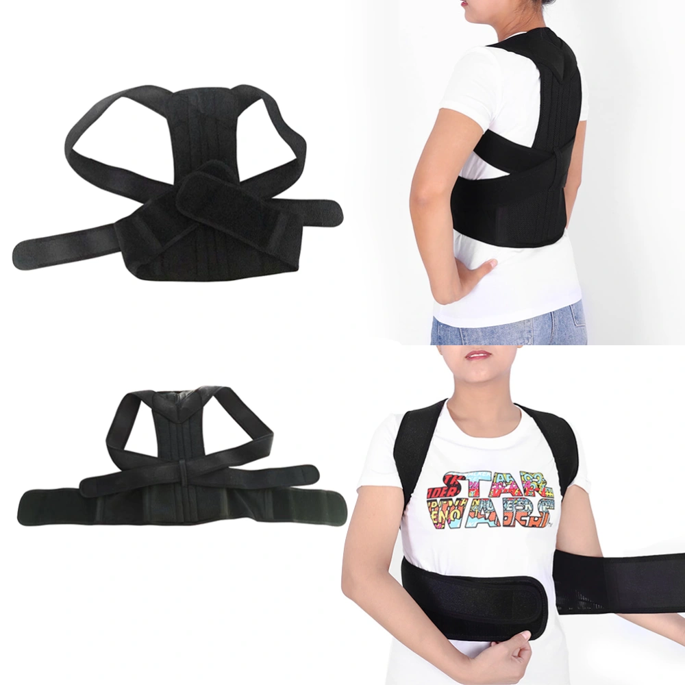 Back Brace Posture Steel Plate Supports Corrector Orthopedic Device Physical Therapy Posture Brace Hump Strap (Black, Free Size)