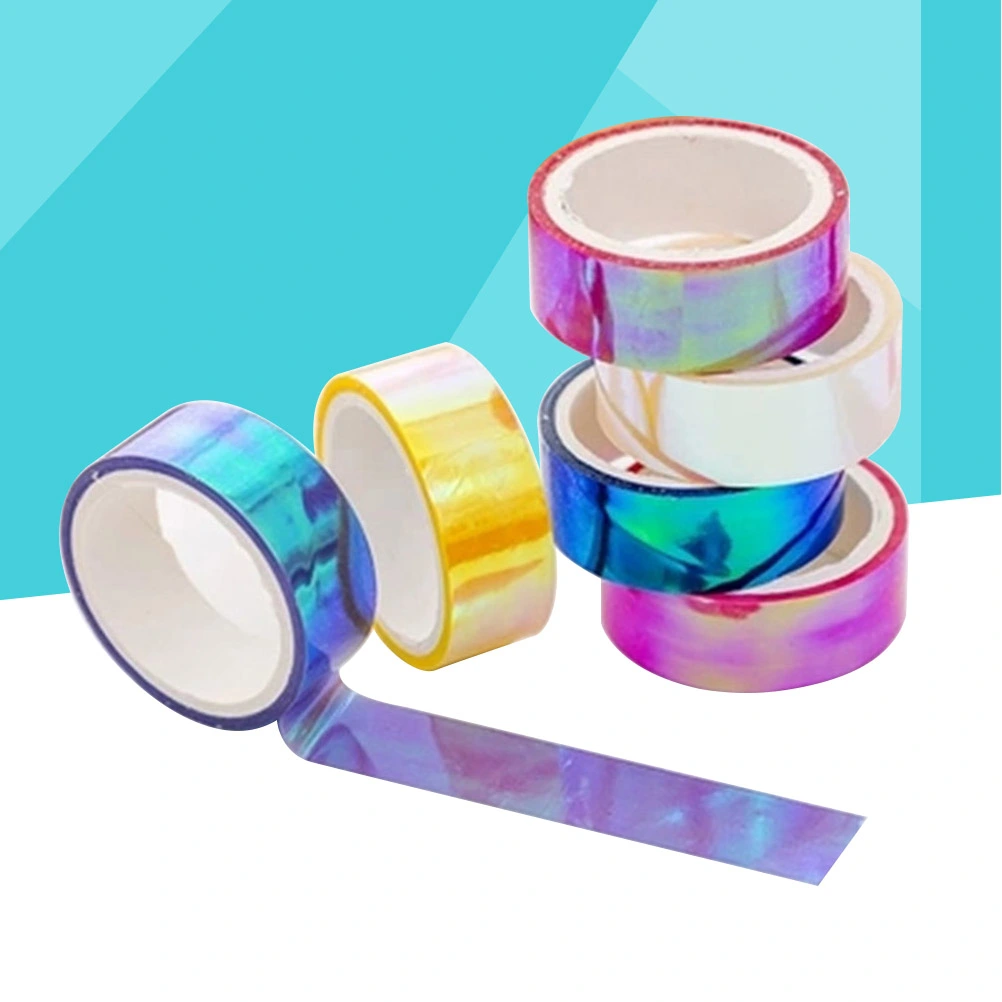 12 Rolls Rainbow Film Tape High Viscosity Gradient PE Waterproof Adhesive DIY Tape (Mixed Color)