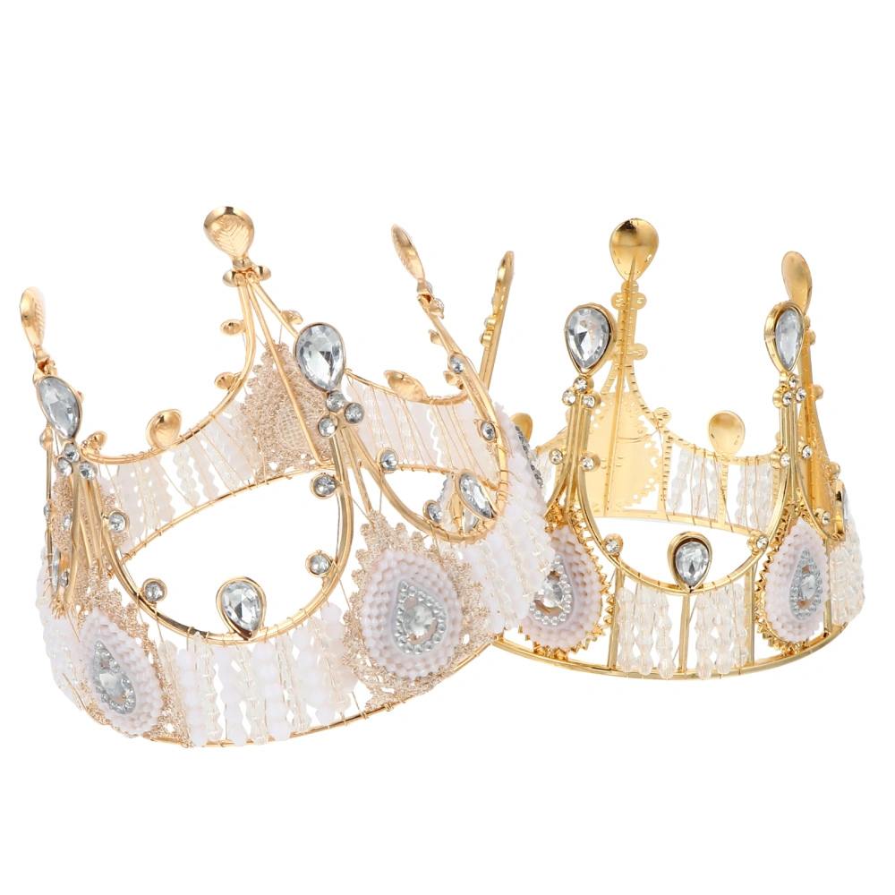 2pcs Cake Crown Adornment Birthday Cake Ornament Decoration Crown Cake Decors