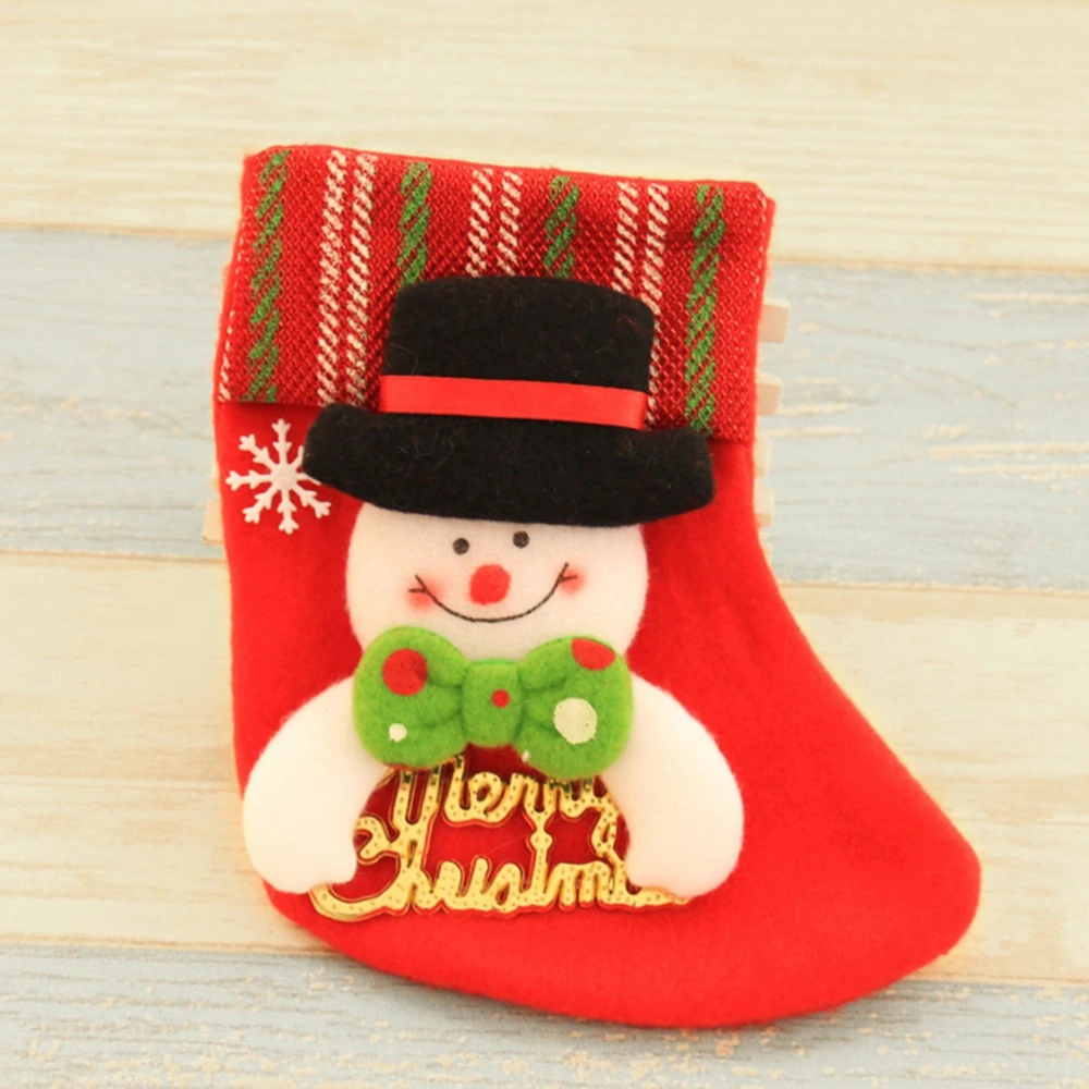 1PC Christmas Decoration Christmas Tree Pendant Christmas Sock Child Gift Bag Candy Storage Bag Cartoon Sock (English Snowman Socks )