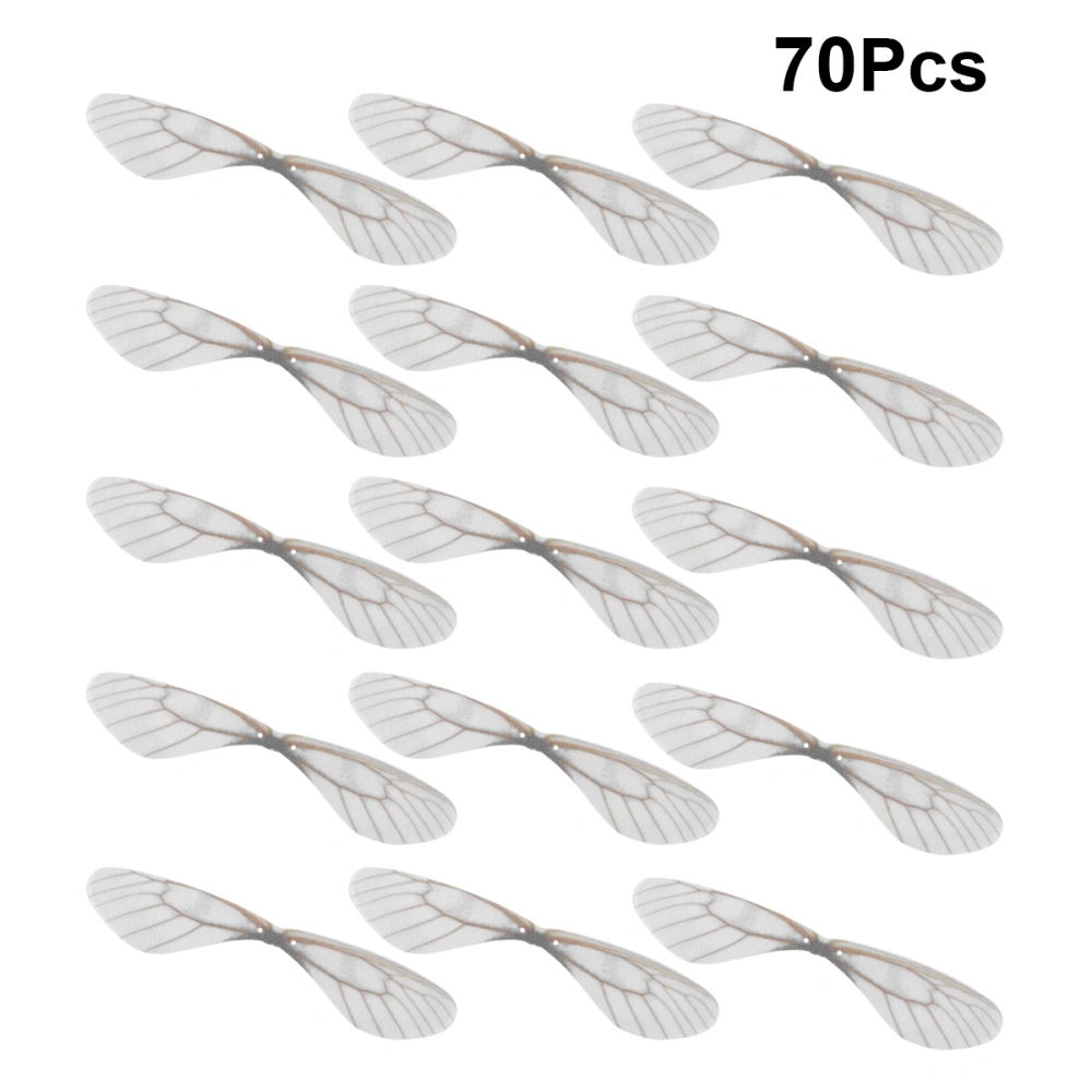 70pcs DIY Handmade Simulated Dragonfly Wings Decors Cloth Art Dragonfly Wings Craft for Decor (White)