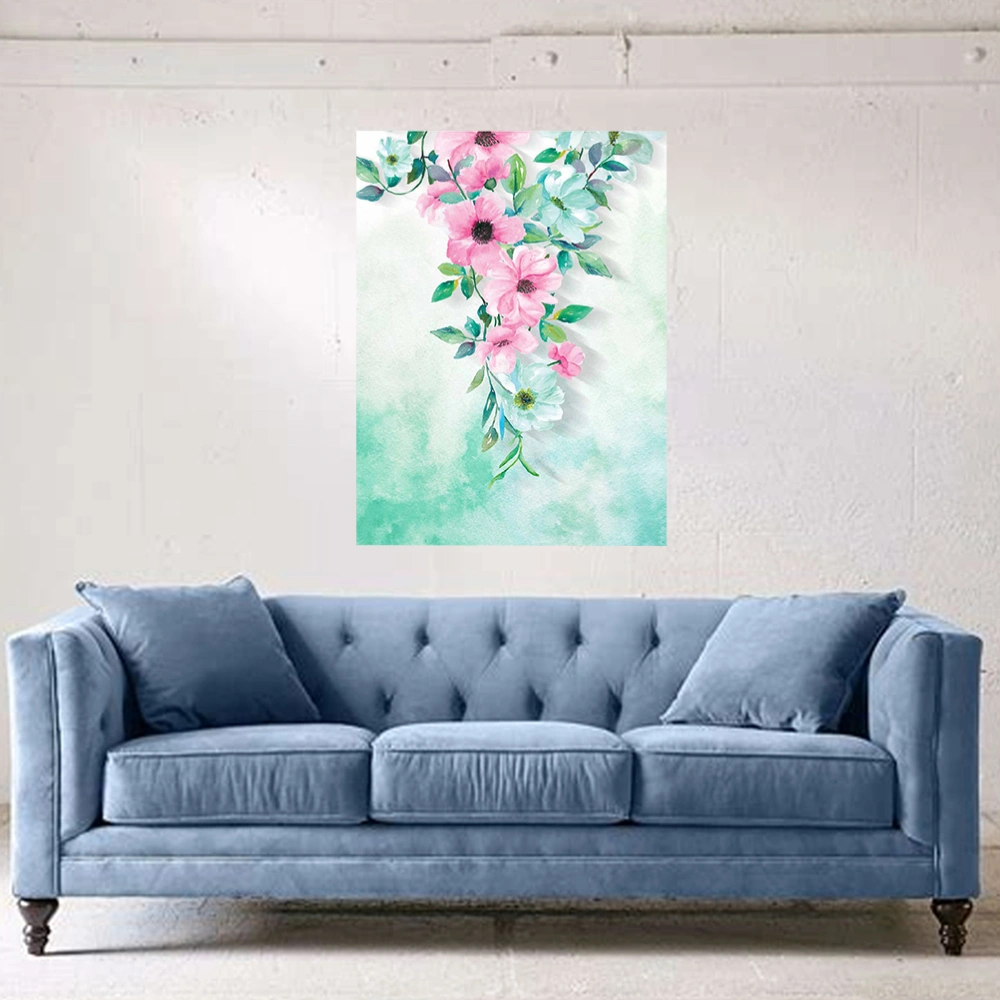 Flowers and Plants Painting Decorative Self-Adhesive Poster Crystal Porcelain Painting Wall Drawing for Living Room Bedroom Sofa Background (JCH015) (60*40cm)