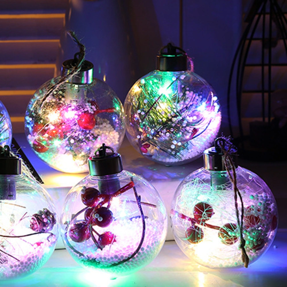 LED Hanging Christmas Ball Decorative Transparent Christmas Tree Pendant Hanging Light Decor Lamp Gift New Snowflake Ball Ornaments Seven Color Random Style