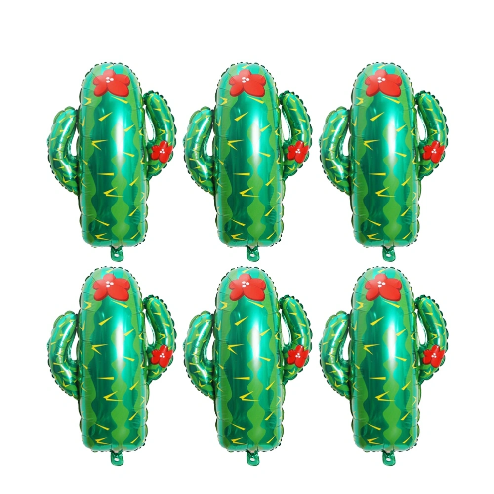 6pcs Cactus Balloons Aluminum Foil Mylar Helium Balloon Party Favors Supplies