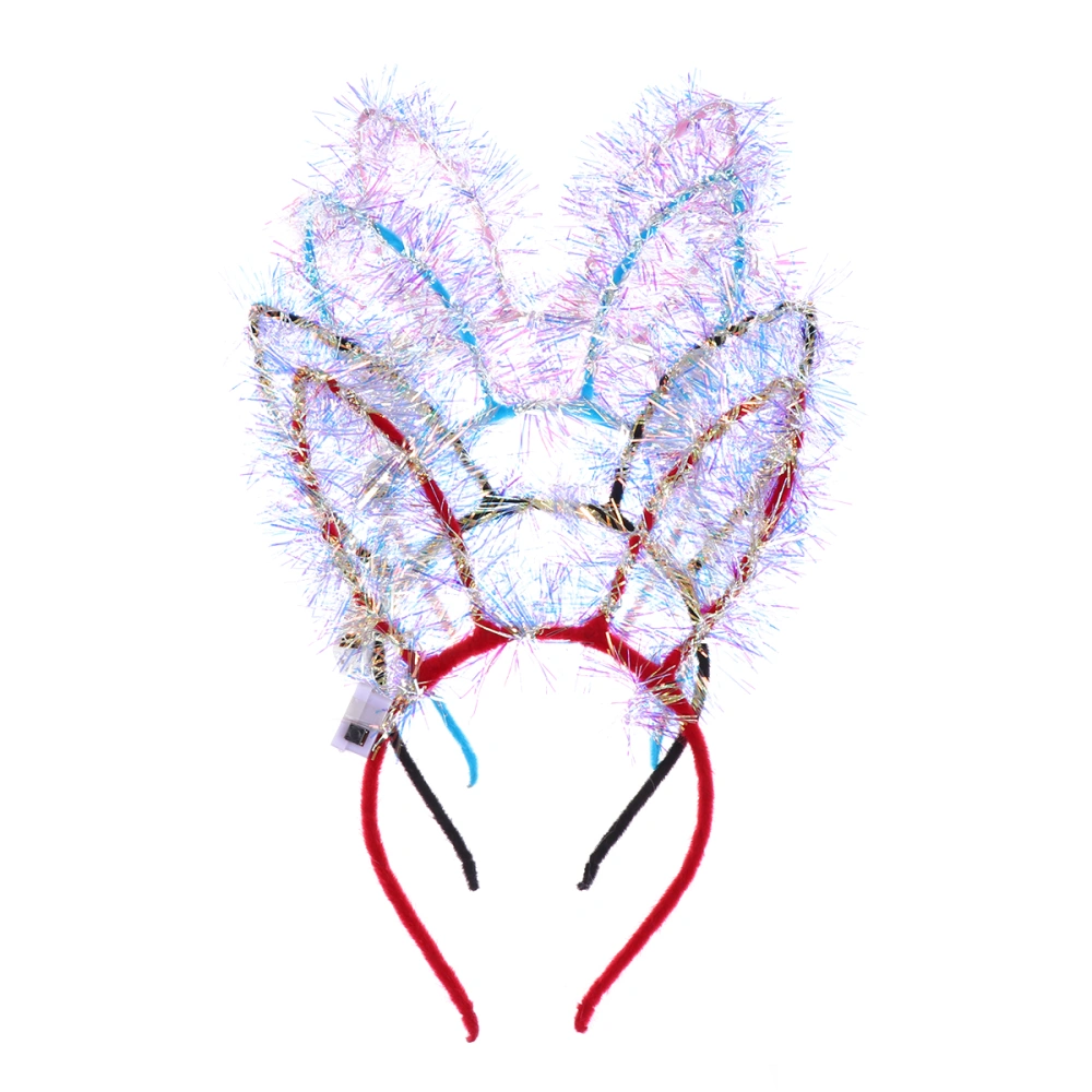 4pcs Glowing Hairband Creative Lengthen Rabbit Ear Headband Novelty LED Decor Hair Luminous Headpiece Carnival Masquerade Party Cosplay Costume Accessory(Red and Pink and Black and Blue)