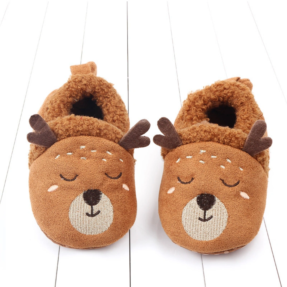 11cm Christmas Baby Shoes Infant Warm Prewalker Anti Shoes Indoor Toddler Shoes Brown (Deer)