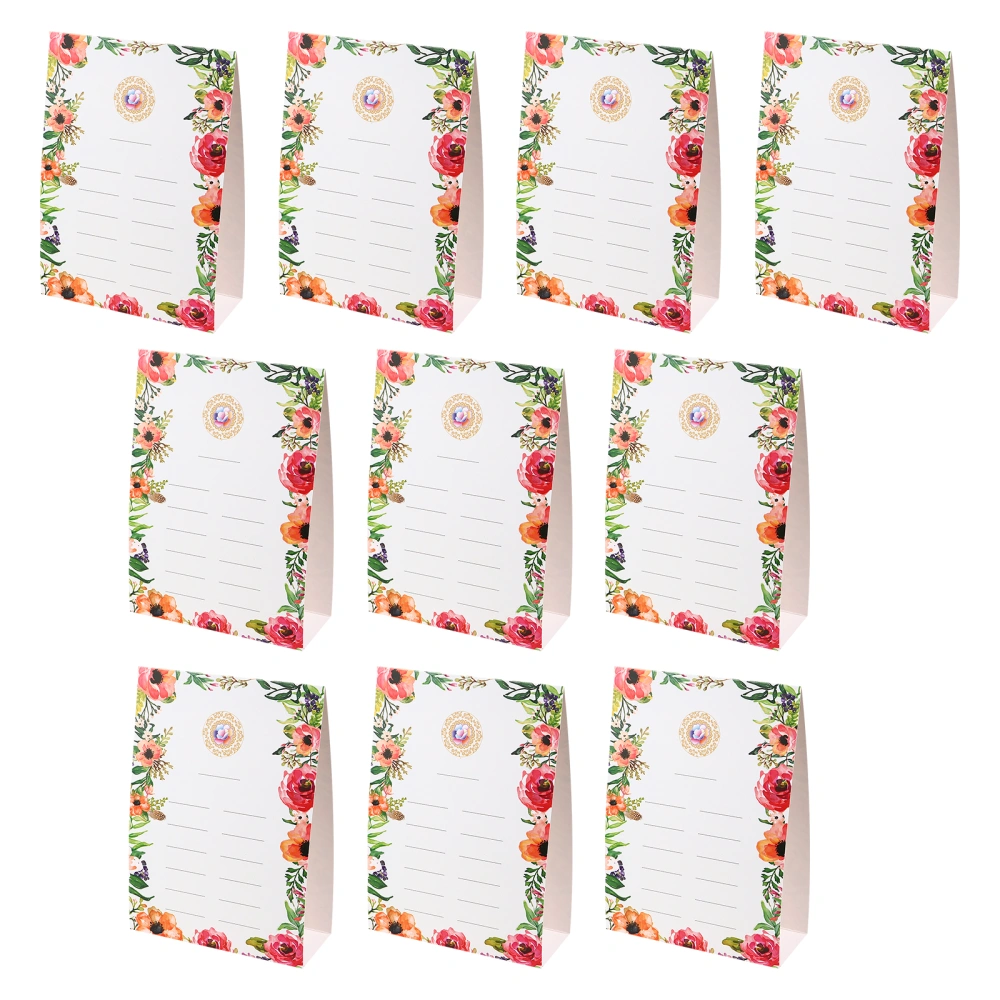 10pcs Creative Table Cards Flower Printing Name Cards Place Cards Wedding Party