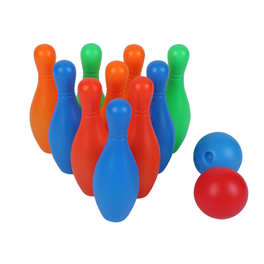 14CM Height Bowling Play Sets Funny Indoor Sports Bowling Games Educational Toy for Home Kindergarten (10 Pcs Target Bottle and 2 Pcs Mini Bowling)