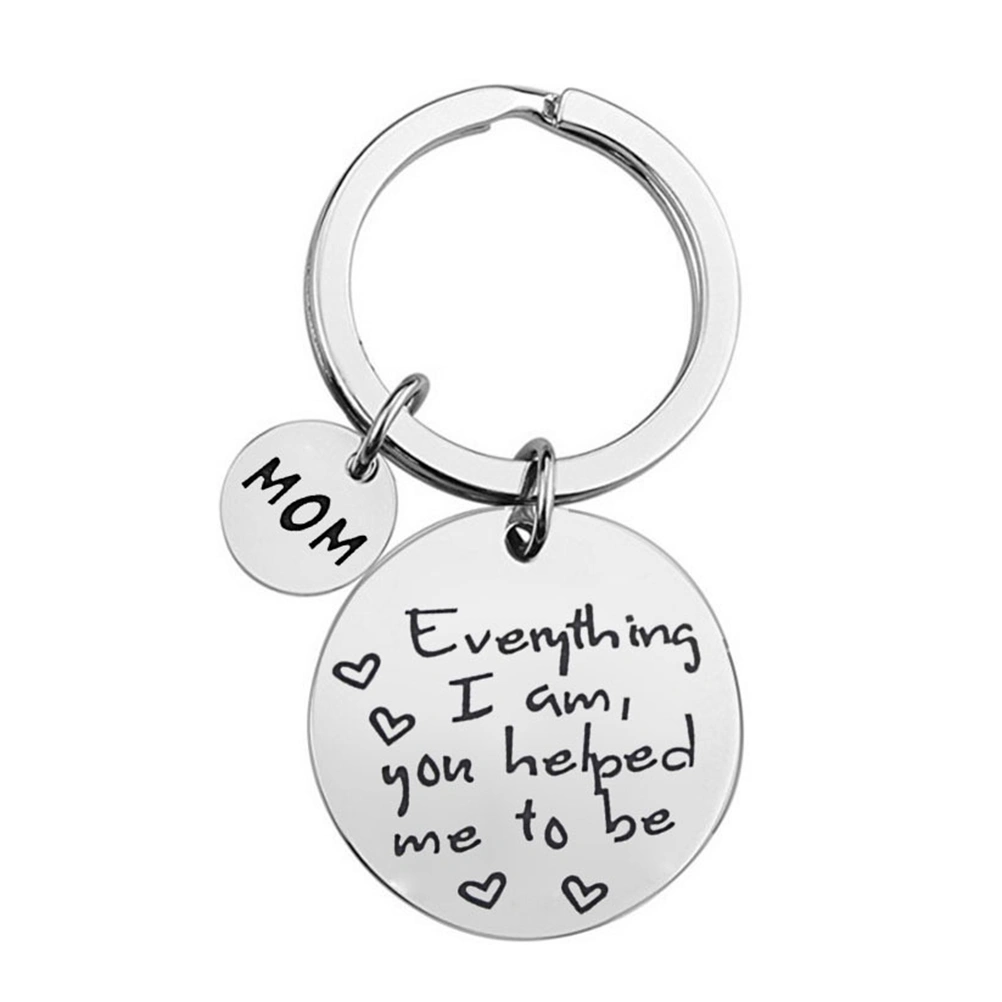 Circle Heart Design Keychains Mom Theme Key Holder Letter Printing Pendant Stainless Steel Key Rings Ornaments Gifts