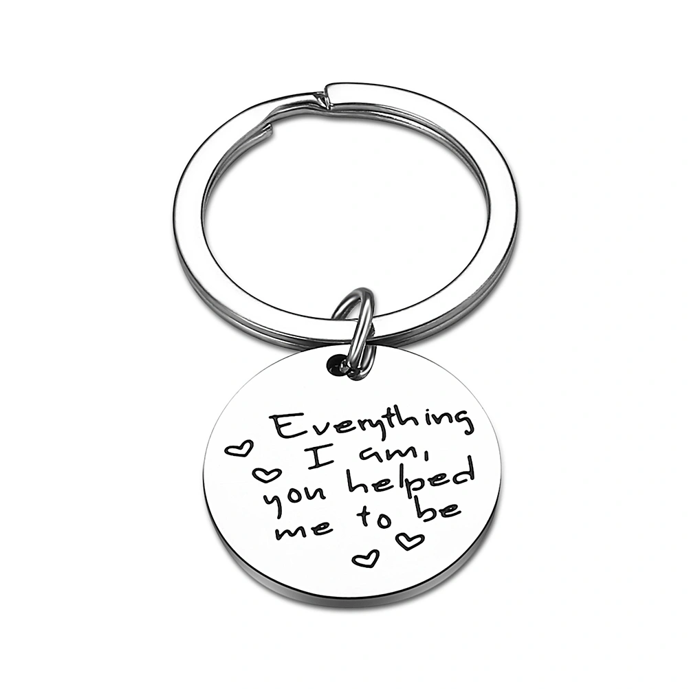 Circle Heart Design Keychains Mom Theme Key Holder Letter Printing Pendant Stainless Steel Key Rings Ornaments Gifts