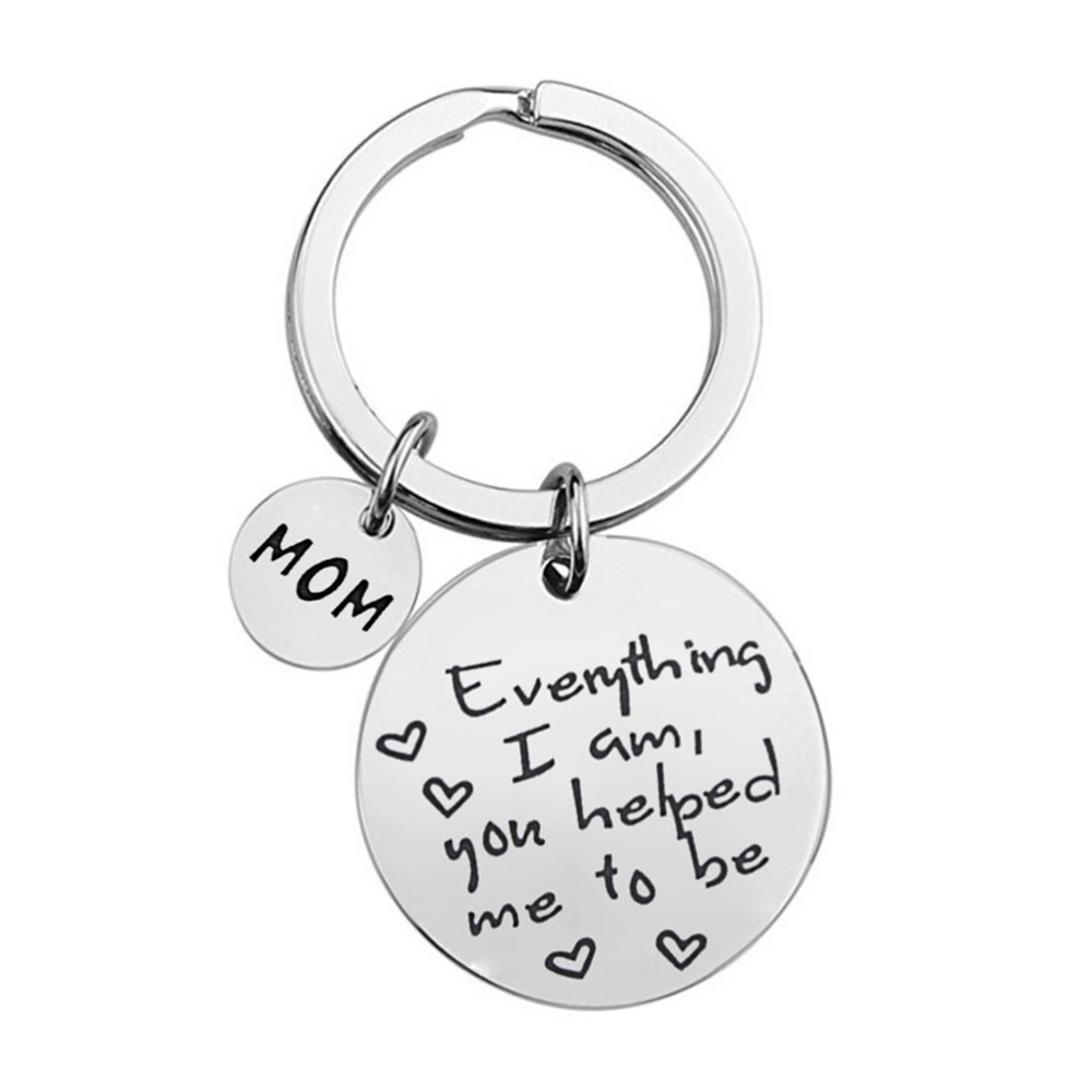 Circle Heart Design Keychains Mom Theme Key Holder Letter Printing Pendant Stainless Steel Key Rings Ornaments Gifts