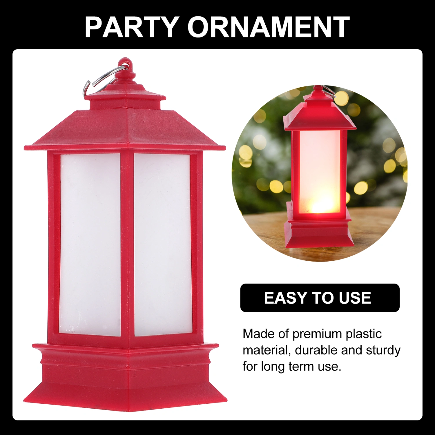 Christmas Lantern Ornament Hanging Lantern Decorative Flame Light Home LED Lamp