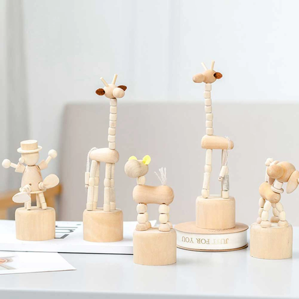 4PCS DIY Giraffe Wooden Crafts with 1PC Pigment and 1PC Pen Creative DIY White Embryo Animal Decoration Funny DIY Giraffe Drawing Toy Cartoon DIY Giraffe Drawing Toy Early Educational Toy for Kids Child Playing