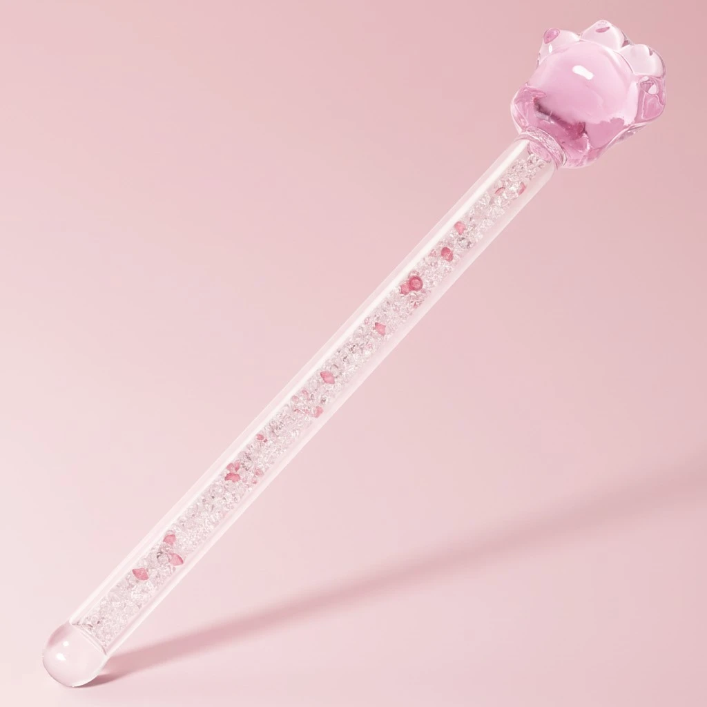 Round Stir Shiny Glass Sakura Shaped Design Stirrer for Home