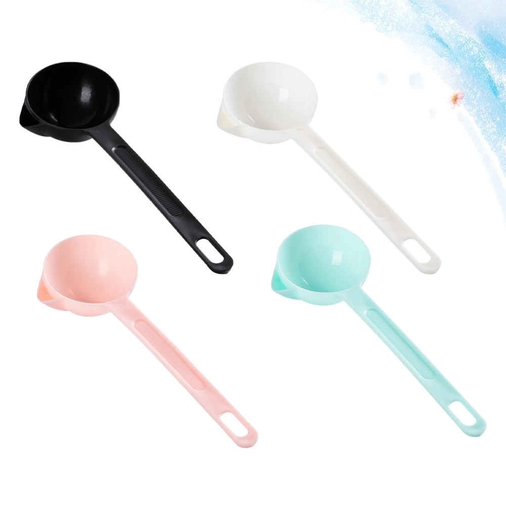 4pcs Oil Separator Spoons Frying Oil Strainer Oil Filter Colander Scoop Kitchen Cooking Tool (Black+White+Blue+Pink)