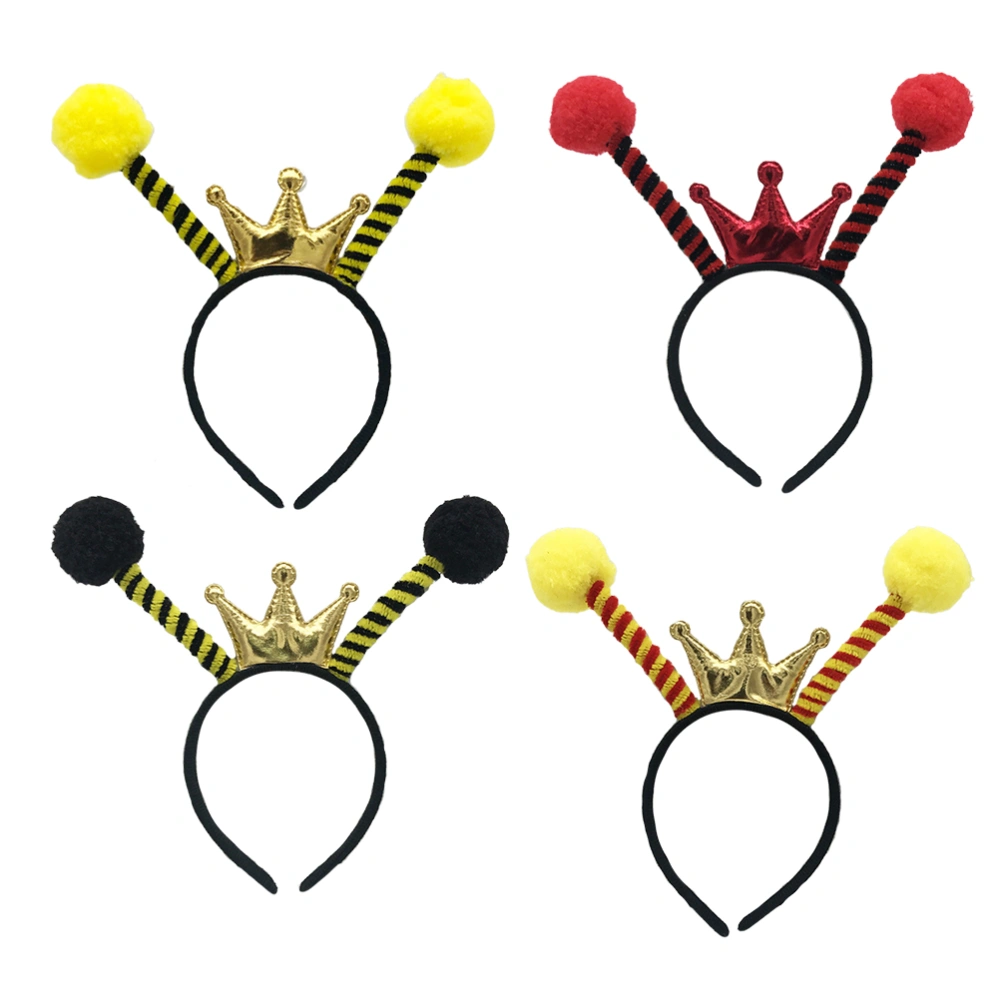 4Pcs Festival Hair Hoops Bee Crown Shape Hair Band Headband Headress for Kids Children Size M