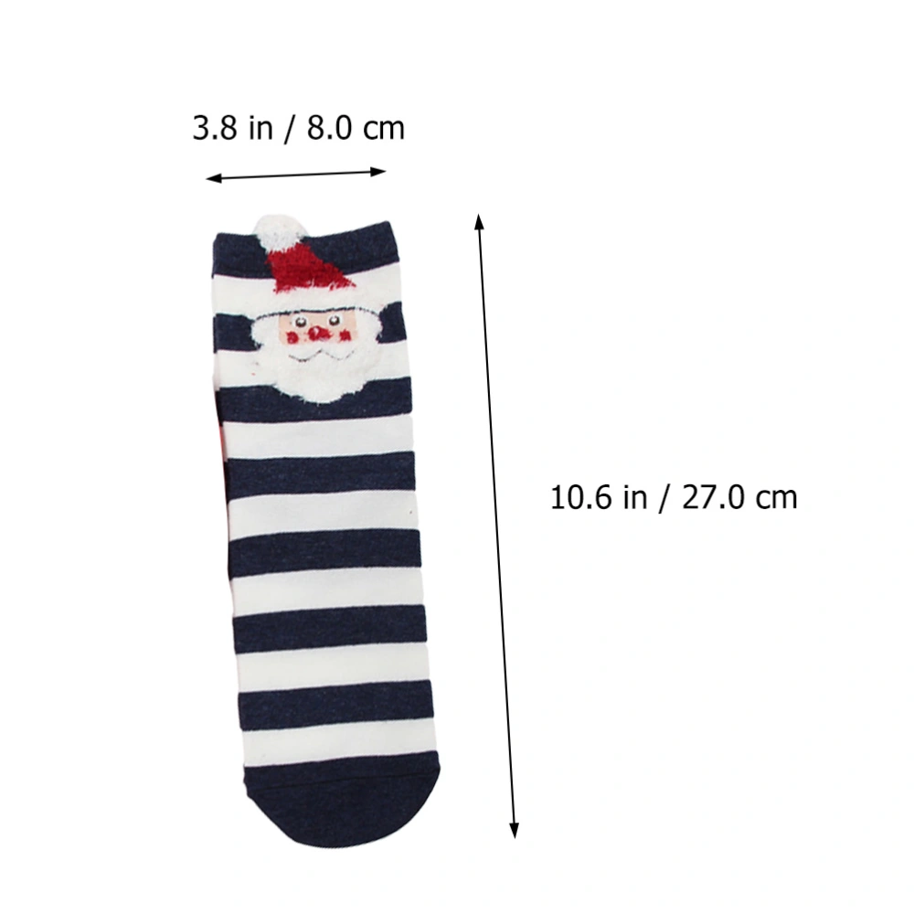 4 Pairs Breathable Christmas Stockings Cotton Mid-calLength Socks Festival Socks