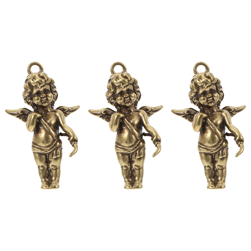 1 Set 3Pcs Brass Keychains Cupid Couple Key Pendants Valentine's Day Gifts (Assorted Color)