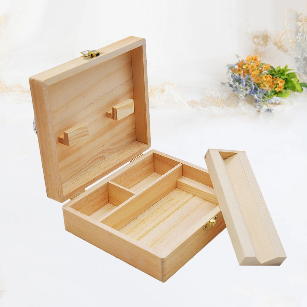 Pine Wood Material Cigarette Cigar Storage Box Handmade Cigarette Tool Storage Case for Home Office Gift