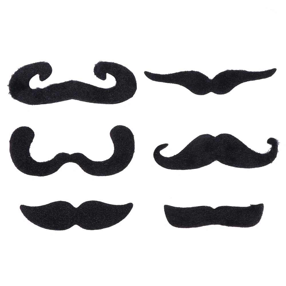 6Pcs Costume Party Halloween Fake Mustache Moustache Funny Fake Beard Whisker (Black)