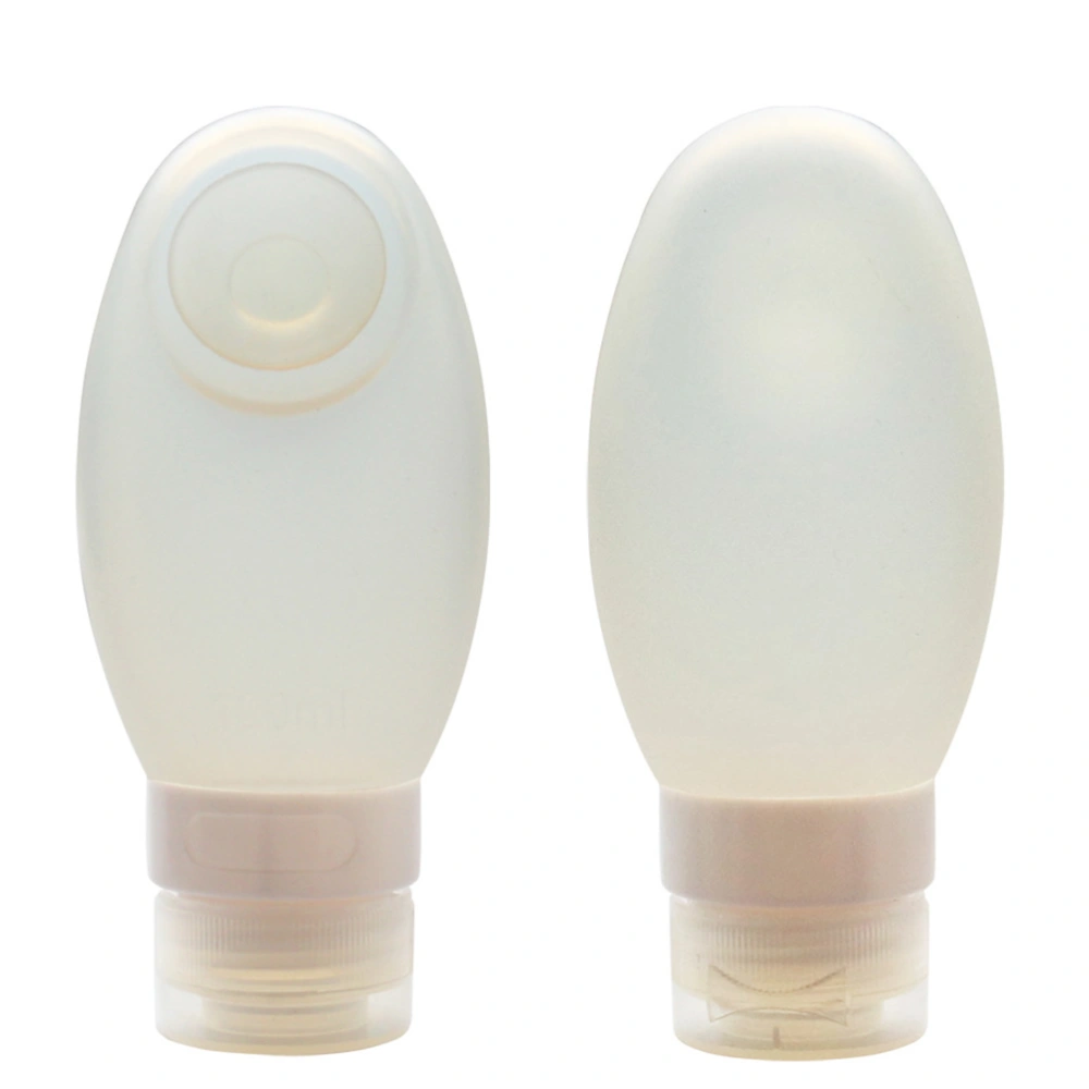 2pcs 100ml Travel Bottles Silicone Squeezable Lotion Dispensers Toiletry Suction Cup Containers (White and Yellow)