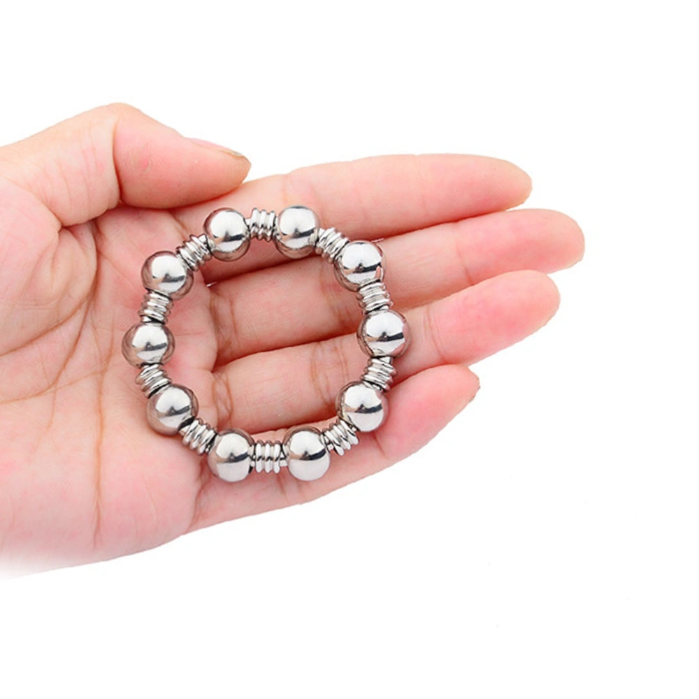 30mm Inner Diameter Stainless Steel Screws Beads Penis Rings Thicken Locking Sperms Rings Prolonging Climax Sex Toys for Men Males (Silver)