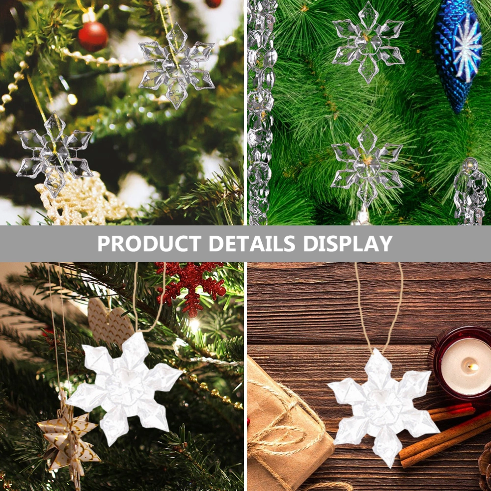 8Pcs Simulation Snowflake Hanging Christmas Tree Acrylic Snowflake Decor (White)