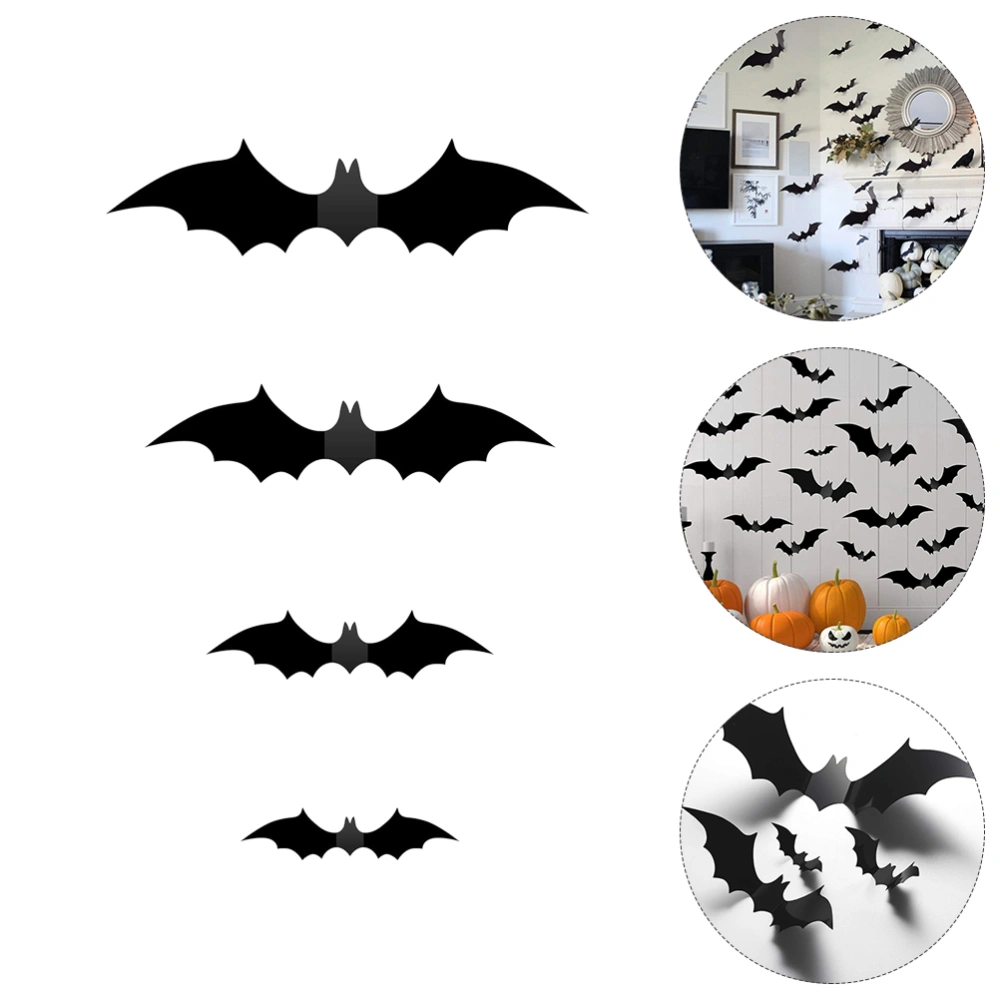 28pcs Halloween Party Supplies 3D Bats Sticker Decorative Scary Wall Decal for Decoration