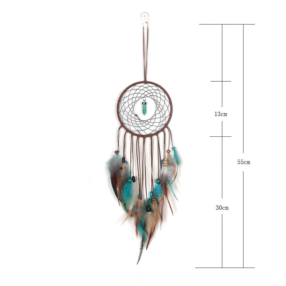 Feather Dream Catcher Living Room Pine Stone Dream Catcher Single Ring Feather Pendant with Light