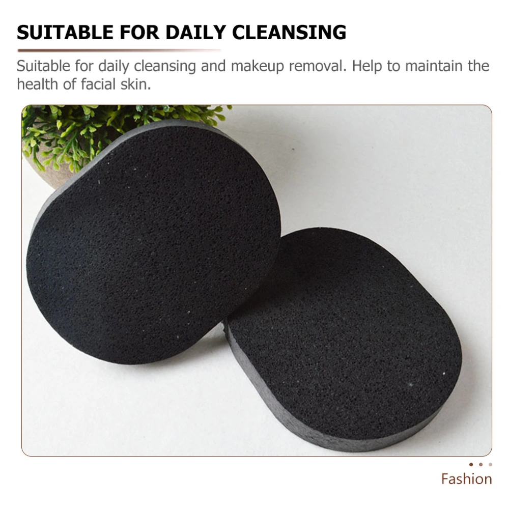 10pcs Supple Bamboo Charcoal Cleansing Sponges Thick Face Cleanser Puffs