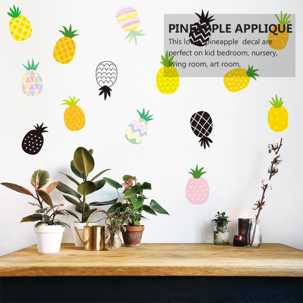 6 Pcs Pineapple Pattern Wall Sticker Creative Wall Paper Decorative Wall Decal