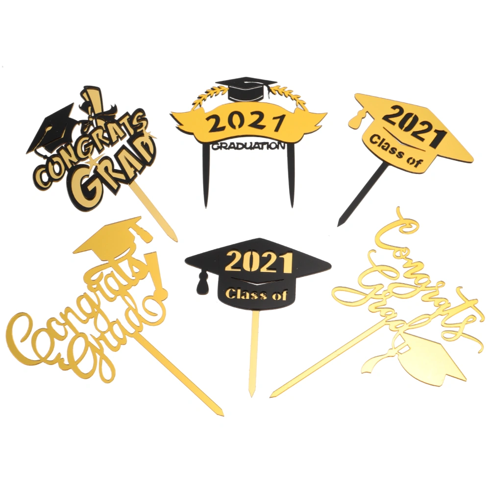 1 Set 12Pcs 2021 Graduation Season Cake Toppers Cake Picks (Assorted Color)