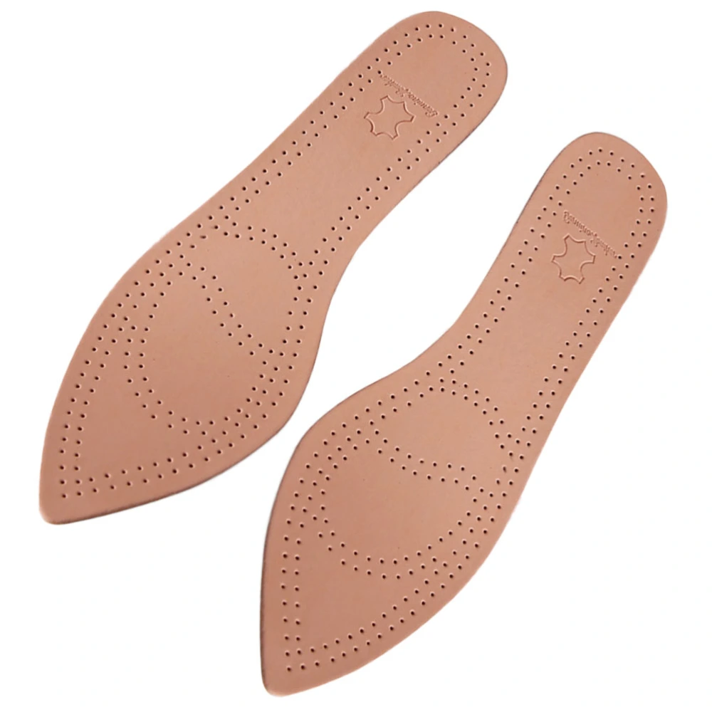 1 Pair of Pointed Cusp Insoles Breathable Deodorization Cowhide Insoles for High Heels Insoles Flat Shoes - Size 39-40