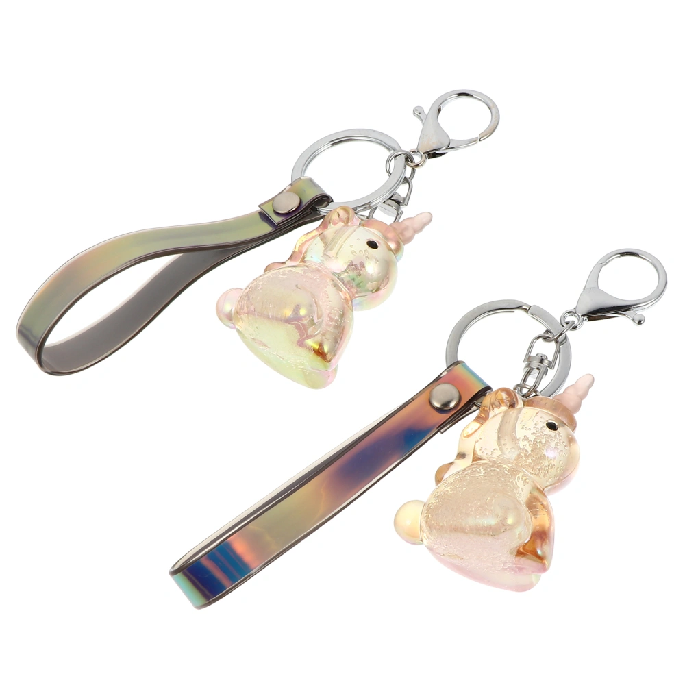 2pcs Unicorn Shaped Pendant Acrylic Key Hanging Decoration Key Chain Bag