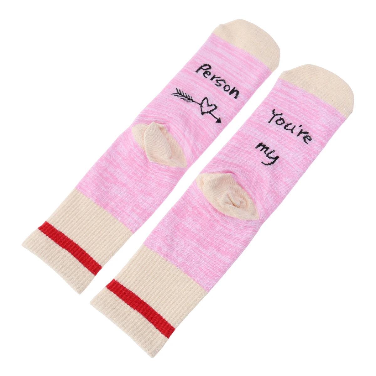 You're My Person Letters Ankle Highs Socks Breathable Cotton Sock for Lovers Couple Free Size (Pink)