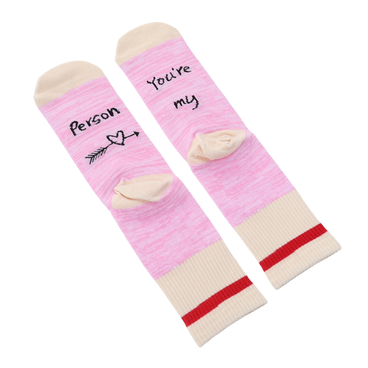 You're My Person Letters Ankle Highs Socks Breathable Cotton Sock for Lovers Couple Free Size (Pink)