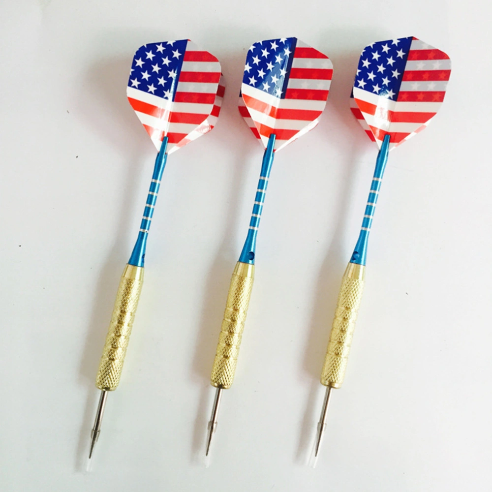 1 Set 18g Aluminum Barrel Darts Professional Needle Tipped Darts Safe Shafts Standard Flights Darts with 5 National Flag Pattern Flight (12 Darts Barrels + 15 Dart Flights + 1 Grinding Stone)